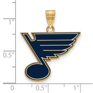 Sterling Silver Gold-plated NHL LogoArt St. Louis Blues Large Enameled Pendant