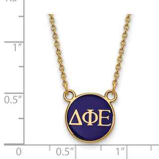 Sterling Silver Gold-plated LogoArt Delta Phi Epsilon Sorority Greek Letters Small Color Enamel Pendant 18 inch Necklace GP029DPH-18