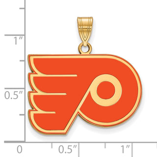 Sterling Silver Gold-plated NHL LogoArt Philadelphia Flyers Large Enameled Pendant