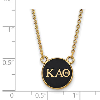 Sterling Silver Gold-plated LogoArt Kappa Alpha Theta Sorority Greek Letters Small Color Enamel Pendant 18 inch Necklace