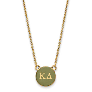 Sterling Silver Gold-plated LogoArt Kappa Delta Sorority Greek Letters Small Color Enamel Pendant 18 inch Necklace GP029KD-18