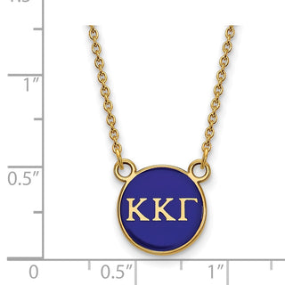 Sterling Silver Gold-plated LogoArt Kappa Kappa Gamma Sorority Greek Letters Small Color Enamel Pendant 18 inch Necklace GP029KKG-18