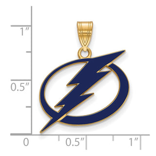 Sterling Silver Gold-plated NHL LogoArt Tampa Bay Lightning Large Enameled Pendant