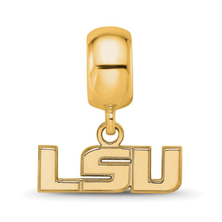 Sterling Silver Gold-plated LogoArt Louisiana State University L-S-U Extra Small Dangle Bead Charm