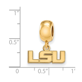 Sterling Silver Gold-plated LogoArt Louisiana State University L-S-U Extra Small Dangle Bead Charm