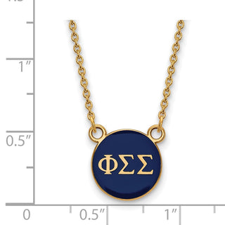 Sterling Silver Gold-plated LogoArt Phi Sigma Sigma Sorority Greek Letters Small Color Enamel Pendant 18 inch Necklace GP029PSS-18
