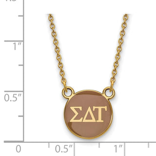 Sterling Silver Gold-plated LogoArt Sigma Delta Tau Sorority Greek Letters Small Color Enamel Pendant 18 inch Necklace GP029SDT-18