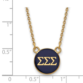 Sterling Silver Gold-plated LogoArt Sigma Sigma Sigma Sorority Greek Letters Small Color Enamel Pendant 18 inch Necklace GP029SSS-18