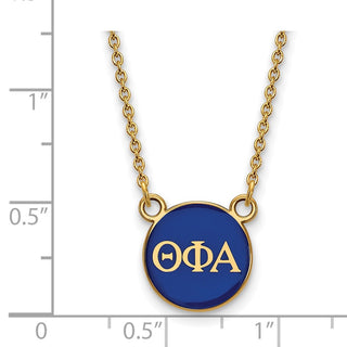 Sterling Silver Gold-plated LogoArt Theta Phi Alpha Sorority Greek Letters Small Color Enamel Pendant 18 inch Necklace GP029TPA-18