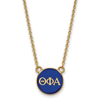 Sterling Silver Gold-plated LogoArt Theta Phi Alpha Sorority Greek Letters Small Color Enamel Pendant 18 inch Necklace GP029TPA-18