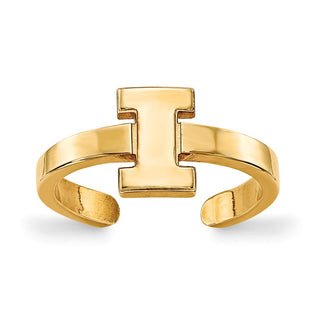 Sterling Silver Gold-plated LogoArt University of Illinois Letter I Toe Ring
