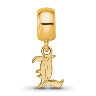 Sterling Silver Gold-plated LogoArt University of Louisville Letter L Extra Small Dangle Bead Charm