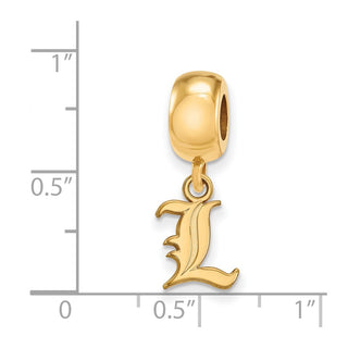 Sterling Silver Gold-plated LogoArt University of Louisville Letter L Extra Small Dangle Bead Charm