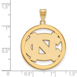 Sterling Silver Gold-plated LogoArt University of North Carolina N-C Extra Large Circle Pendant