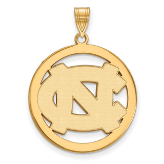 Sterling Silver Gold-plated LogoArt University of North Carolina N-C Extra Large Circle Pendant