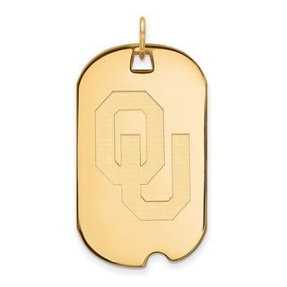 Sterling Silver Gold-plated LogoArt University of Oklahoma O-U Large Dog Tag Pendant
