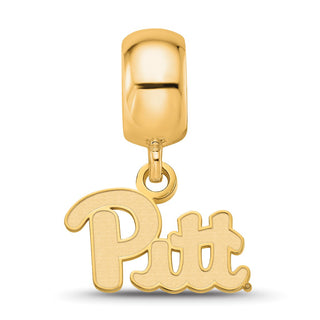 Sterling Silver Gold-plated LogoArt University of Pittsburgh Extra Small Dangle Bead Charm