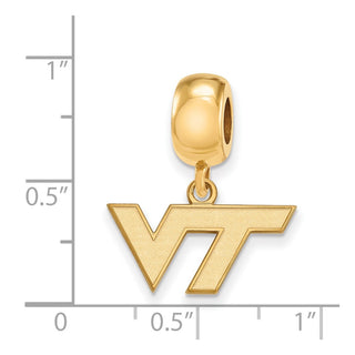 Sterling Silver Gold-plated LogoArt Virginia Tech V-T Extra Small Dangle Bead Charm