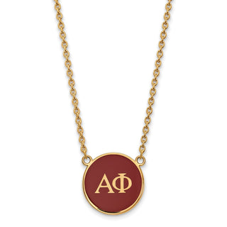 Sterling Silver Gold-plated LogoArt Alpha Phi Sorority Greek Letters Large Color Enamel Pendant 18 inch Necklace GP030APH-18