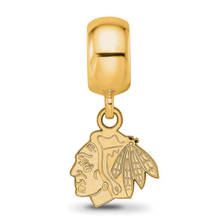 Sterling Silver Gold-plated NHL LogoArt Chicago Blackhawks Extra Small Dangle Bead
