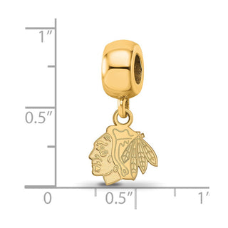 Sterling Silver Gold-plated NHL LogoArt Chicago Blackhawks Extra Small Dangle Bead