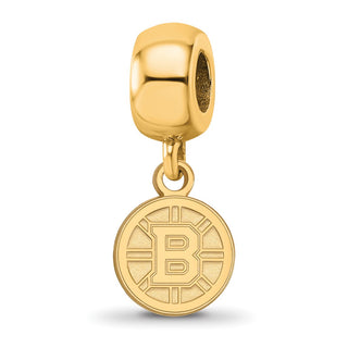 Sterling Silver Gold-plated NHL LogoArt Boston Bruins Dangle Bead