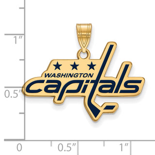 Sterling Silver Gold-plated NHL LogoArt Washington Capitals Large Enameled Pendant
