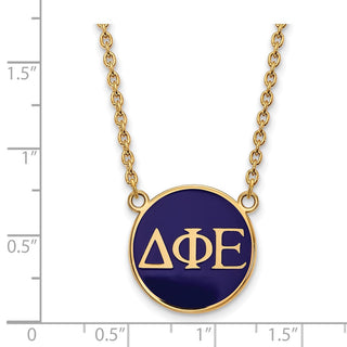 Sterling Silver Gold-plated LogoArt Delta Phi Epsilon Sorority Greek Letters Large Color Enamel Pendant 18 inch Necklace GP030DPH-18