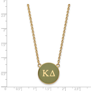 Sterling Silver Gold-plated LogoArt Kappa Delta Sorority Greek Letters Large Color Enamel Pendant 18 inch Necklace GP030KD-18