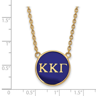 Sterling Silver Gold-plated LogoArt Kappa Kappa Gamma Sorority Greek Letters Large Color Enamel Pendant 18 inch Necklace GP030KKG-18