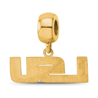 Sterling Silver Gold-plated LogoArt Louisiana State University L-S-U Small Dangle Bead Charm