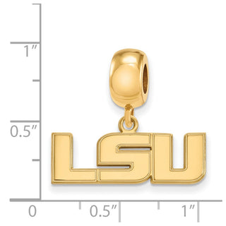 Sterling Silver Gold-plated LogoArt Louisiana State University L-S-U Small Dangle Bead Charm