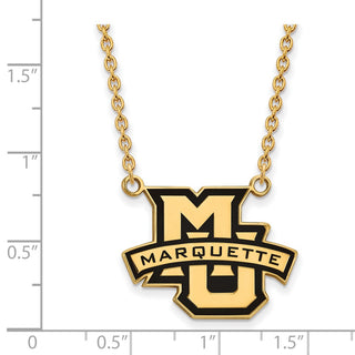 Sterling Silver Gold-plated LogoArt Marquette University Large Enameled Pendant 18 inch Necklace