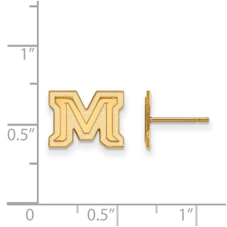 10k Gold LogoArt Montana State University Letter M Extra Small Post Earrings