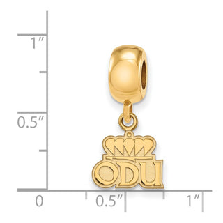 Sterling Silver Gold-plated LogoArt Old Dominion University O-D-U Extra Small Dangle Bead Charm GP030ODU