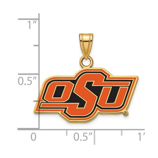 Sterling Silver Gold-plated LogoArt Oklahoma State University O-S-U Small Enameled Pendant