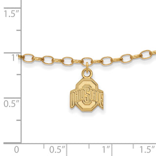 Sterling Silver Gold-plated LogoArt The Ohio State University 9 inch Anklet