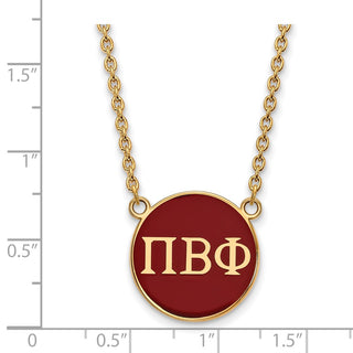 Sterling Silver Gold-plated LogoArt Pi Beta Phi Sorority Greek Letters Large Color Enamel Pendant 18 inch Necklace GP030PBP-18