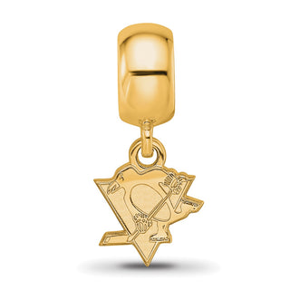 Sterling Silver Gold-plated NHL LogoArt Pittsburgh Penguins Extra Small Dangle Bead Charm