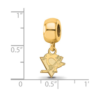 Sterling Silver Gold-plated NHL LogoArt Pittsburgh Penguins Extra Small Dangle Bead Charm