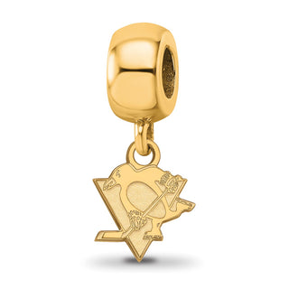 Sterling Silver Gold-plated NHL LogoArt Pittsburgh Penguins Extra Small Dangle Bead Charm