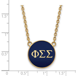 Sterling Silver Gold-plated LogoArt Phi Sigma Sigma Sorority Greek Letters Large Color Enamel Pendant 18 inch Necklace GP030PSS-18