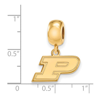 Sterling Silver Gold-plated LogoArt Purdue University Letter P Extra Small Dangle Bead Charm