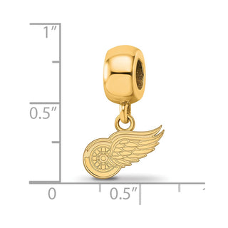 Sterling Silver Gold-plated NHL LogoArt Detroit Red Wings Extra Small Dangle Bead