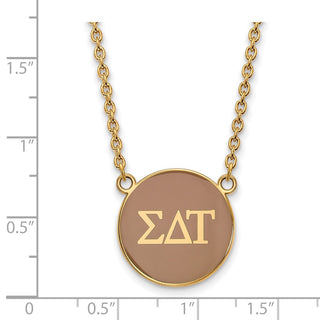 Sterling Silver Gold-plated LogoArt Sigma Delta Tau Sorority Greek Letters Large Color Enamel Pendant 18 inch Necklace GP030SDT-18