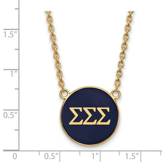 Sterling Silver Gold-plated LogoArt Sigma Sigma Sigma Sorority Greek Letters Large Color Enamel Pendant 18 inch Necklace GP030SSS-18