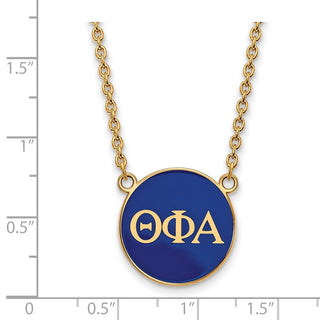 Sterling Silver Gold-plated LogoArt Theta Phi Alpha Sorority Greek Letters Large Color Enamel Pendant 18 inch Necklace GP030TPA-18