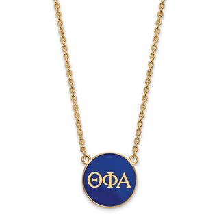 Sterling Silver Gold-plated LogoArt Theta Phi Alpha Sorority Greek Letters Large Color Enamel Pendant 18 inch Necklace GP030TPA-18