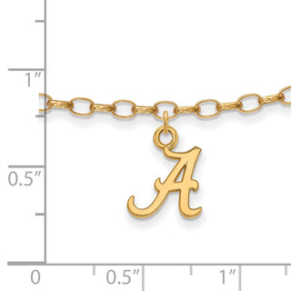 Sterling Silver Gold-plated LogoArt University of Alabama 9 inch Anklet