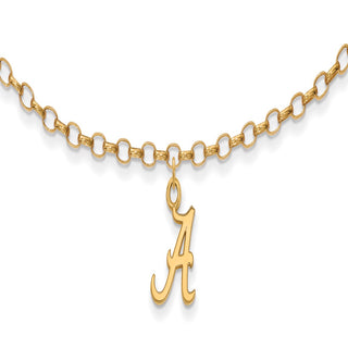 Sterling Silver Gold-plated LogoArt University of Alabama 9 inch Anklet